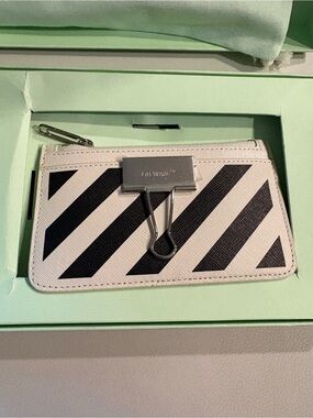 Off-White White and Black Binder Zipped Card Case